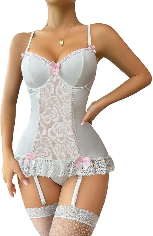 🤍Alabaster Dawn | 3-Piece Lace Lingerie Set