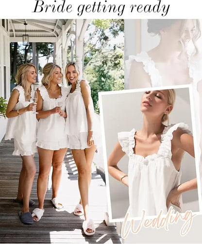 Ruffle Pj Soft Tank Top and Shorts Sleepwear Set
