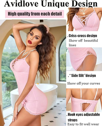 Lace Babydoll Side Slit Nightdress