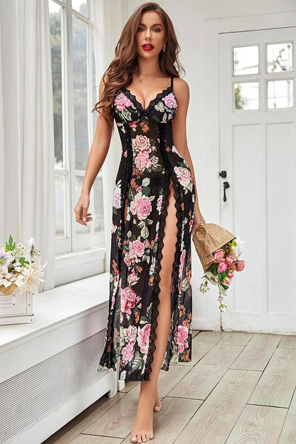 V-neck Side Slit Nightdress