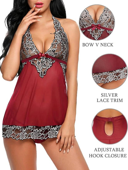 V-neck Lace Panel Nightdress