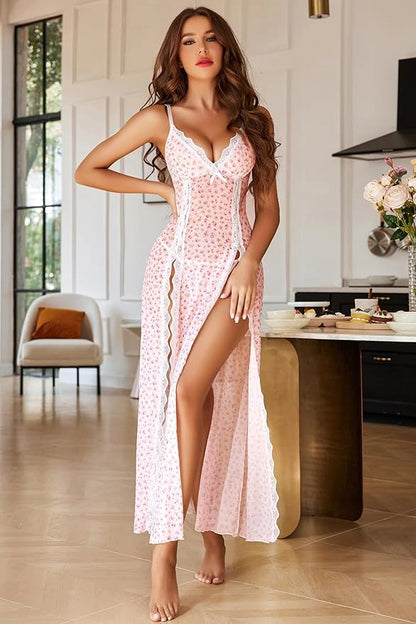 V-neck Side Slit Nightdress